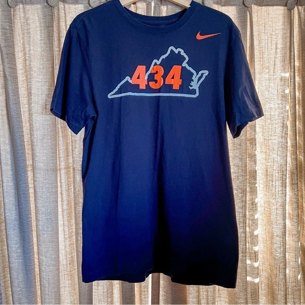 Nike Dri Fit University of Virginia 434 Area Code Blue Tee Shirt Size Small